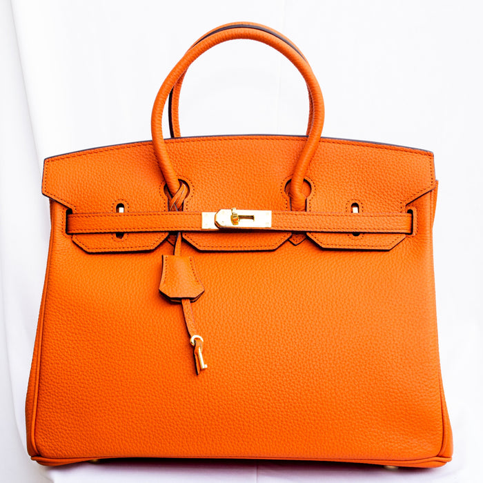 Burkina Leather Handbag Togo - ORANGE