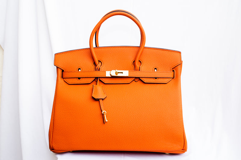 Burkina Leather Handbag Togo - ORANGE