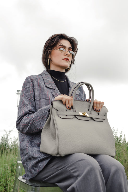 Birkina Handbag Togo Leather - Pearl Grey