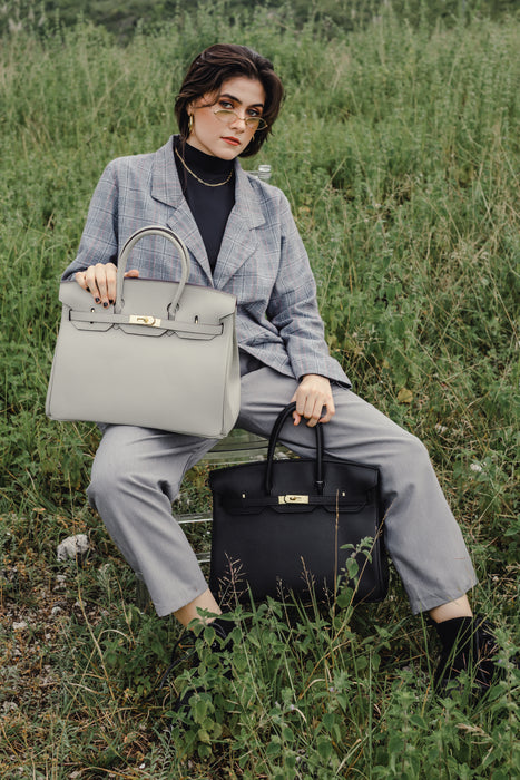 Birkina Handbag Togo Leather - Pearl Grey