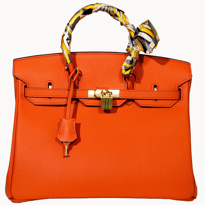 Birkina Handbag Togo Leather - ORANGE