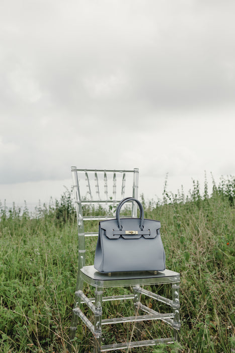 Sac Birkina en Cuir Togo - BLEU LIN