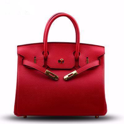 Birkina Bag in Leather Togo Golden Finish - Red / 30 - Red / 35