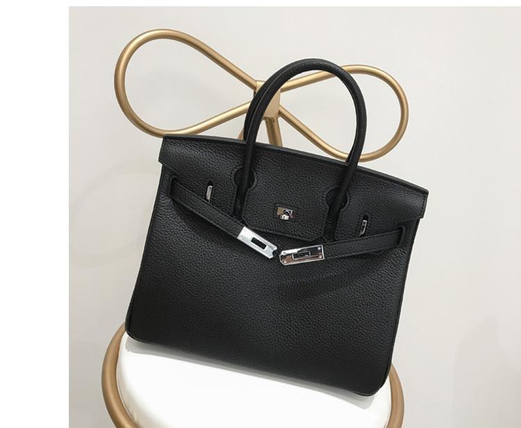 Birkina Bag in Leather Togo Silver Finish - Black / 30 cm - Black / 35 cm