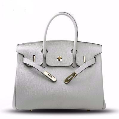 Birkina Bag in Togo Leather Golden Finish - Pearl Grey / 30 - Pearl Grey / 35