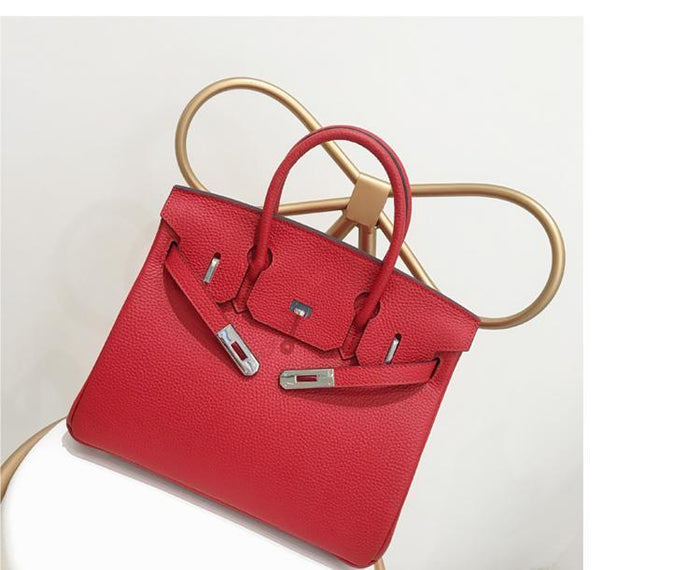 Birkina Bag in Leather Togo Silver Finish - Red / 30 cm - Red / 35 cm