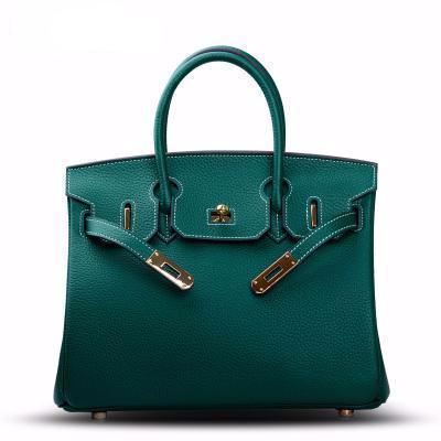 Birkina Bag in Togo Leather Golden Finish - Emerald Green / 30 - Emerald Green / 35