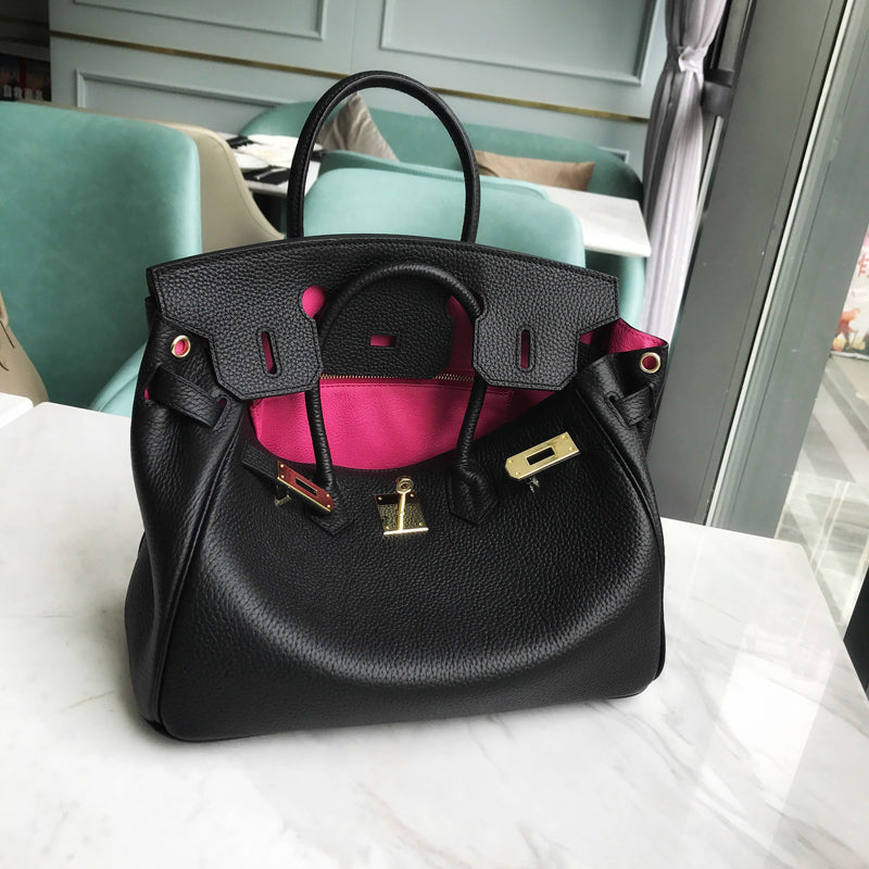 Leather Birkina Bag Togo - Pink Interior - Black / 30 cm - Black / 35 cm