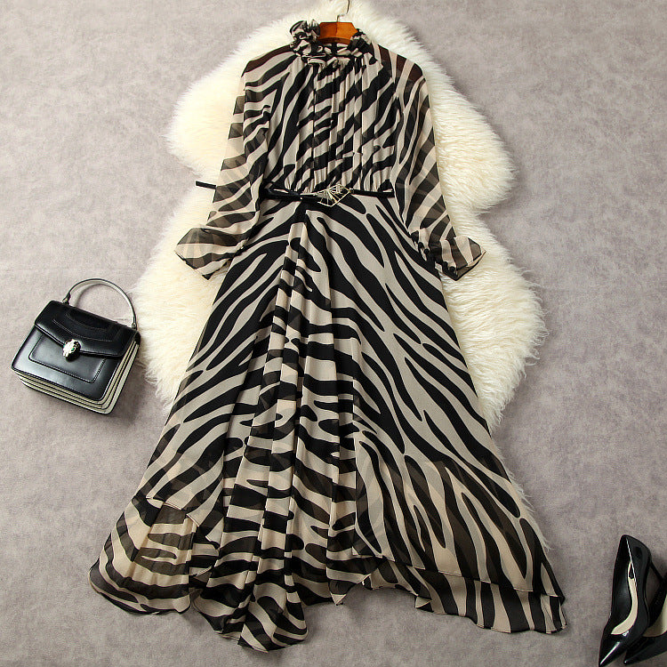 Ruffle Detail Zebra Print Maxi Slip Dress | boohoo