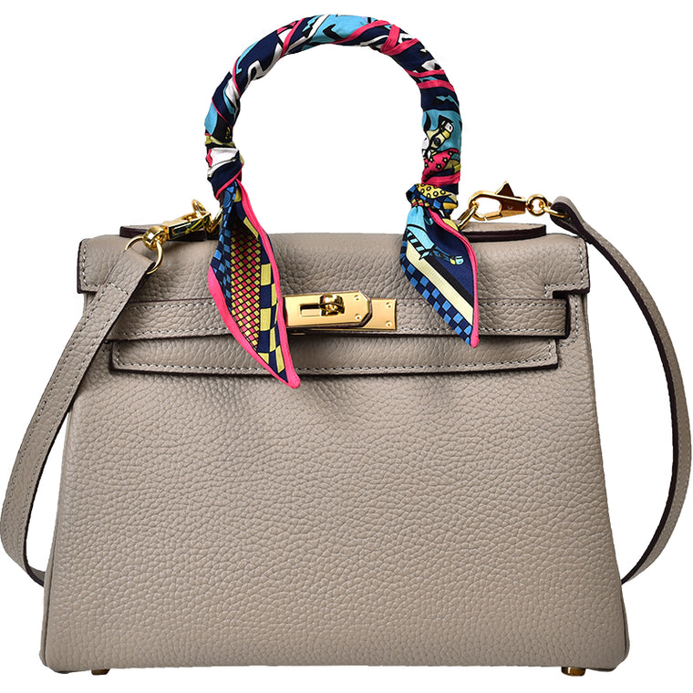 Sac Kelly en Cuir Souple - Medium blue 28cm ribbon shoulder strap